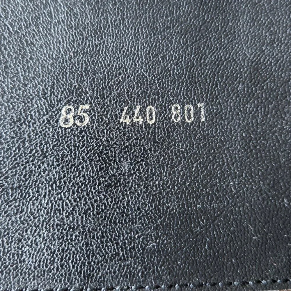 Vintage extra wide black leather gold hardware belt Sz S-M - Picture 11 of 11